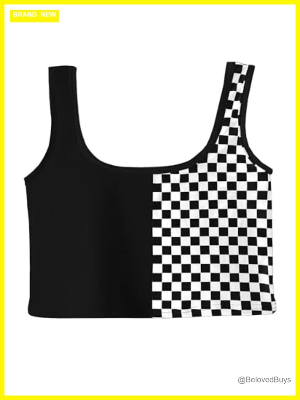 WSPLYSPJY Womens Checked Print Cami Crop Tank Top Sleeveless Slim Fit Retro